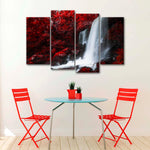 Red Autumn Waterfall Wall Art