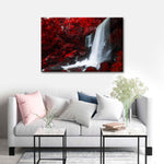 Red Autumn Waterfall Wall Art