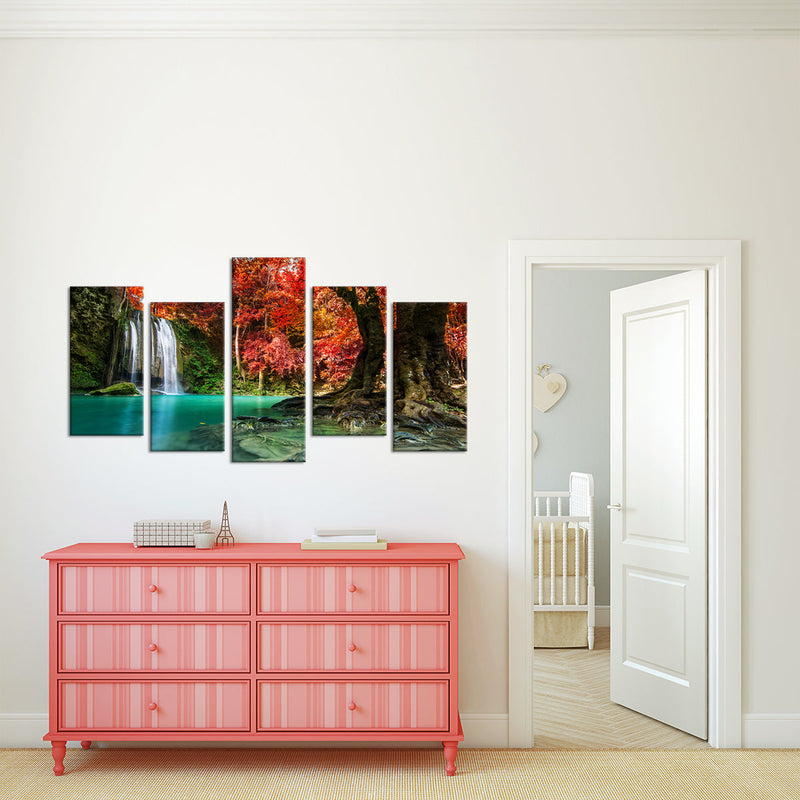 Red Waterfall Wall Art
