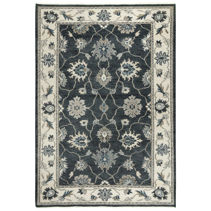 Ashton Charcoal/Ivory Hand-Knotted Rug