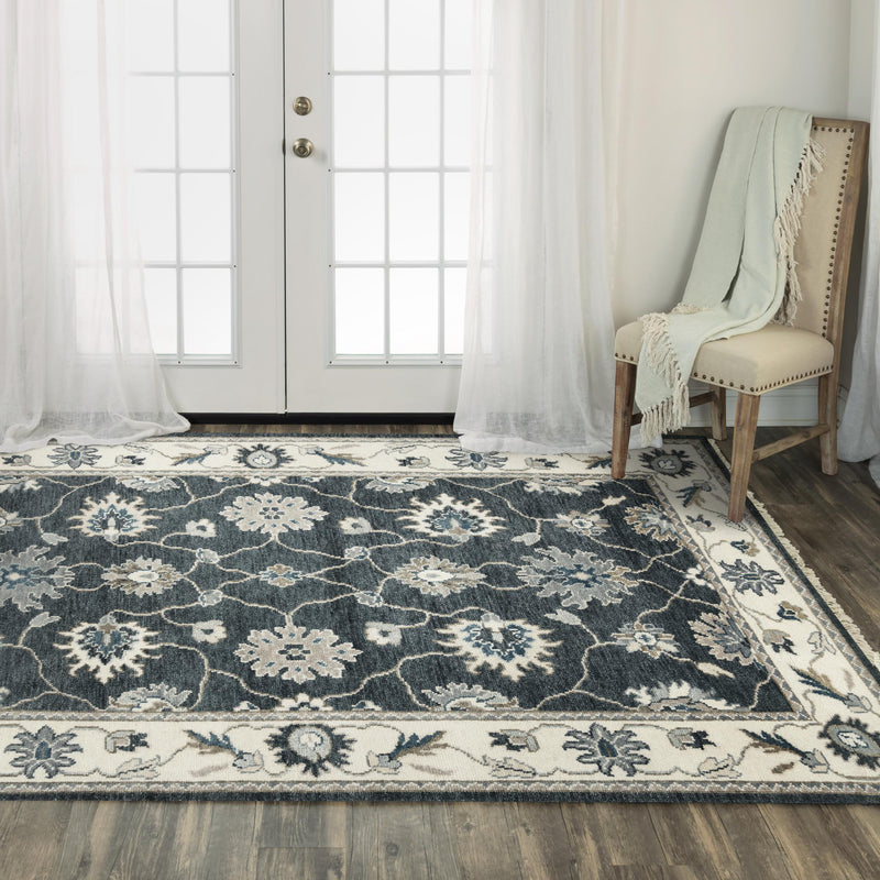 Ashton Charcoal/Ivory Hand-Knotted Rug