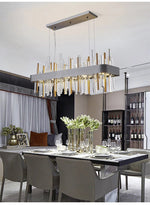 MIRODEMI® Gold/black rectangle crystal chandelier for dining room, kitchen island