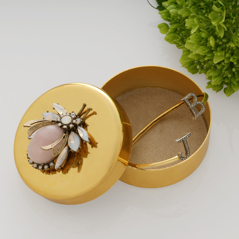 Rose quartz vintage bug jewelry box