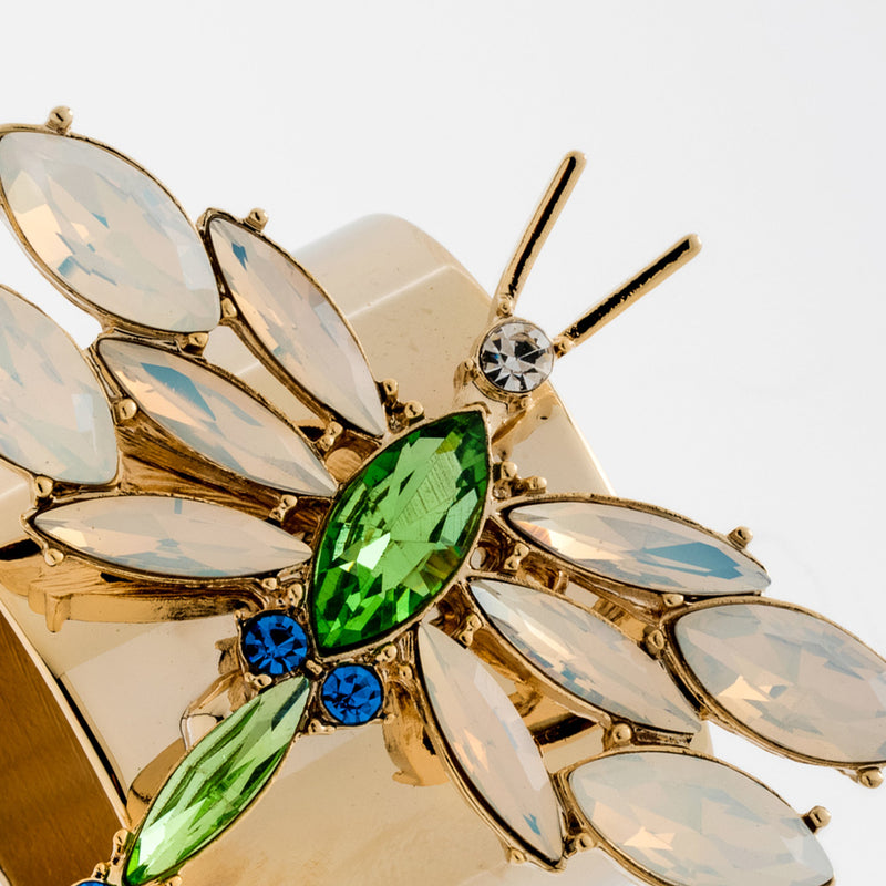 Dragonfly napkin rings, opal, set of two