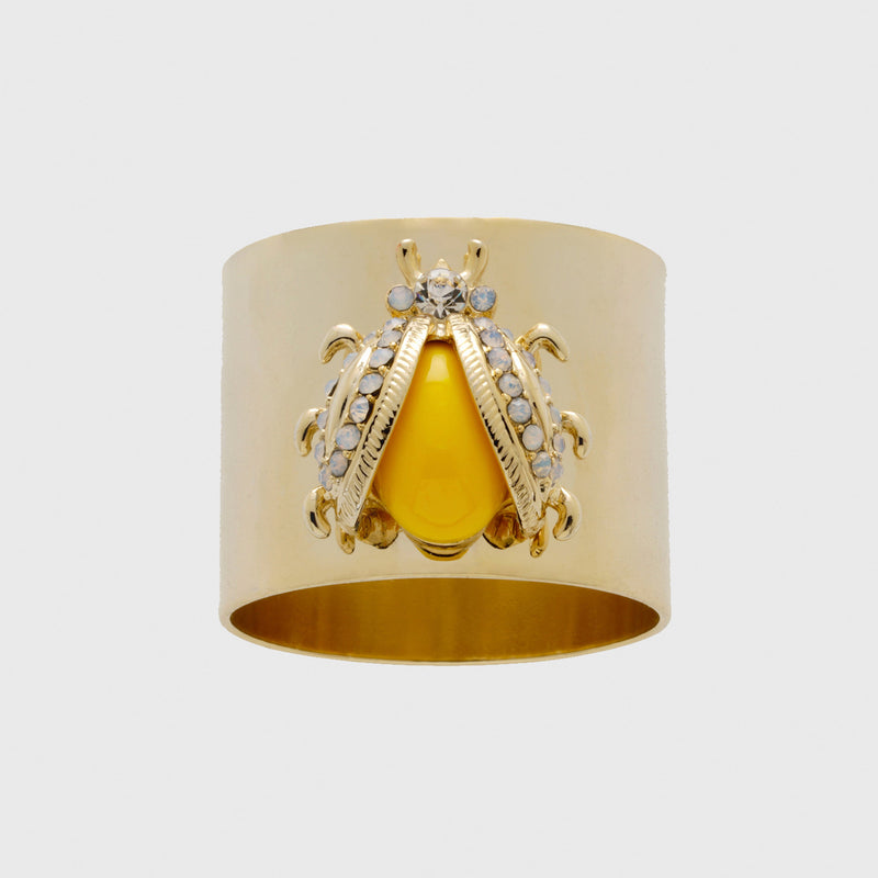 Ladybug napkin rings, yellow, set of two