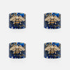 Stripey bee resin napkin rings, blue tortoiseshell, set of four