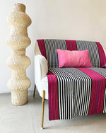 SALE SanCri Cotton Throw - Black Stripe w/ Red SALE