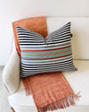 SALE SanCri Black and Green Stripe Pillow