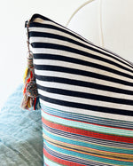 SALE SanCri Black and Green Stripe Pillow