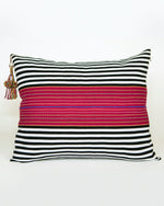 SALE SanCri Pillow Black Stripe with Magenta