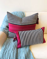 SALE SanCri Pillow Black Stripe with Magenta