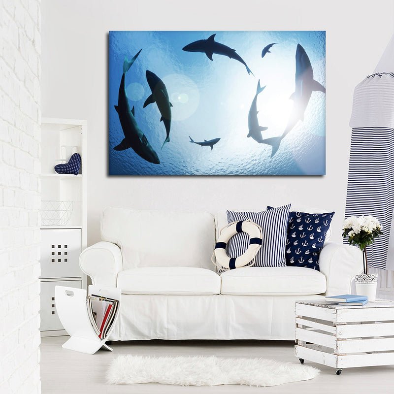 School Of Sharks Wall Art