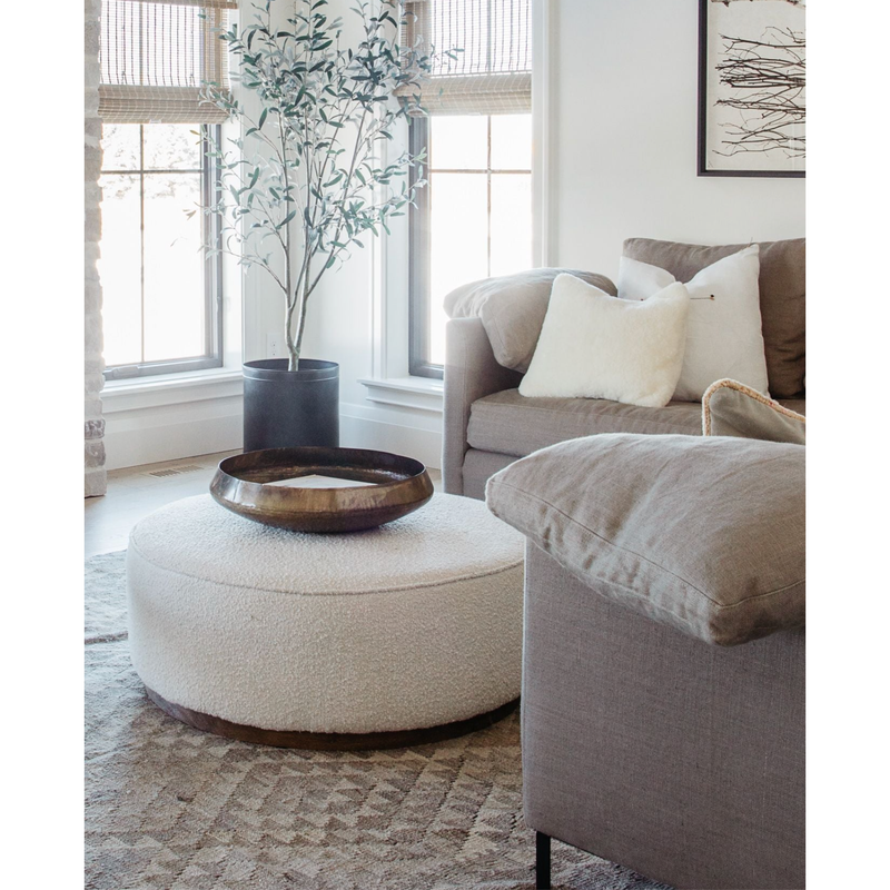 Sinclair Large Round Ottoman - Knoll Natural | ready to ship!