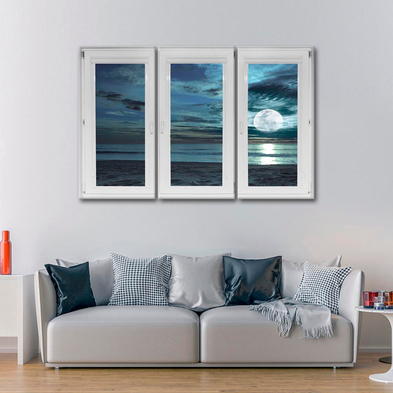 Window To Moonlit Beach Wall Art