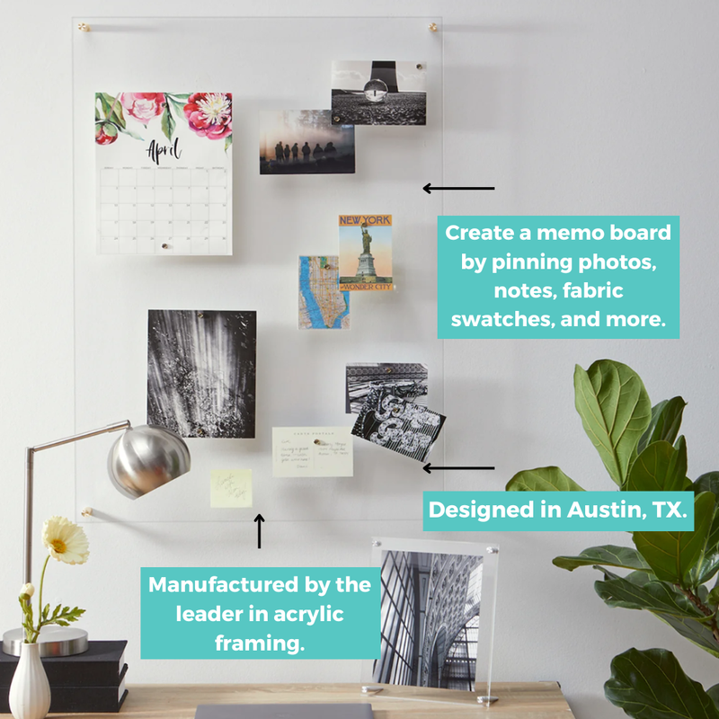 19" x 23" Easy Change Float Frame + Magnets for 16" x 20" Art [Silver or Gold]
