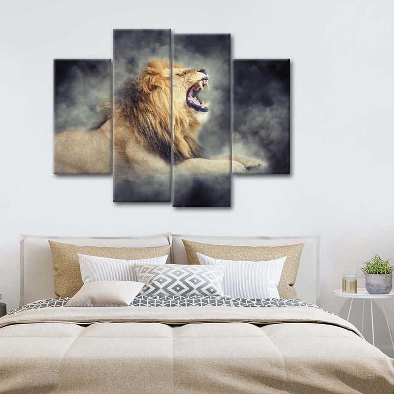 Misty Wild Lion Wall Art