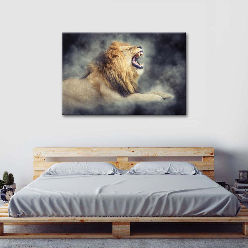 Misty Wild Lion Wall Art