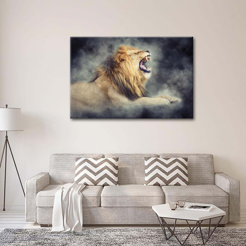 Misty Wild Lion Wall Art