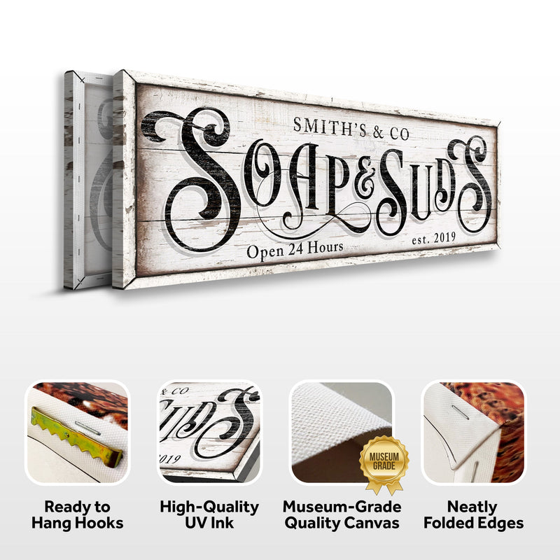 Personalized Soap And Suds Laundry Sign