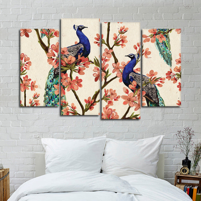 Royal Blue Peacocks Wall Art