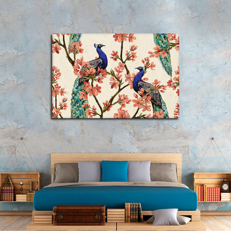 Royal Blue Peacocks Wall Art