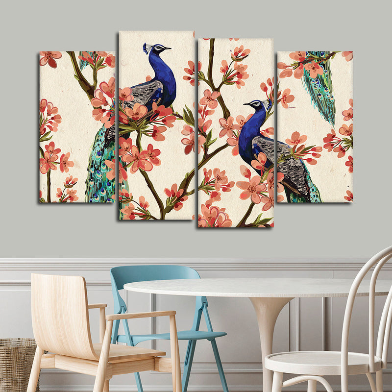 Royal Blue Peacocks Wall Art