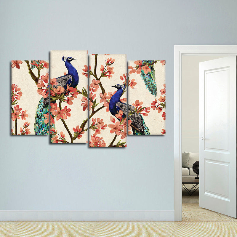 Royal Blue Peacocks Wall Art