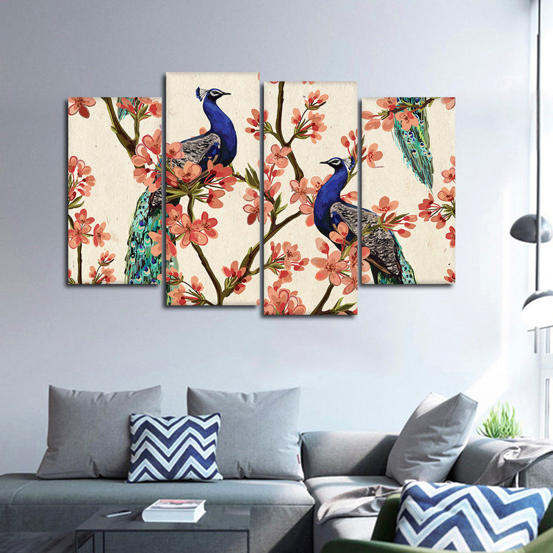 Royal Blue Peacocks Wall Art