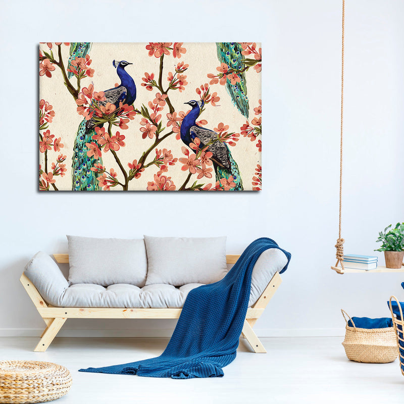 Royal Blue Peacocks Wall Art