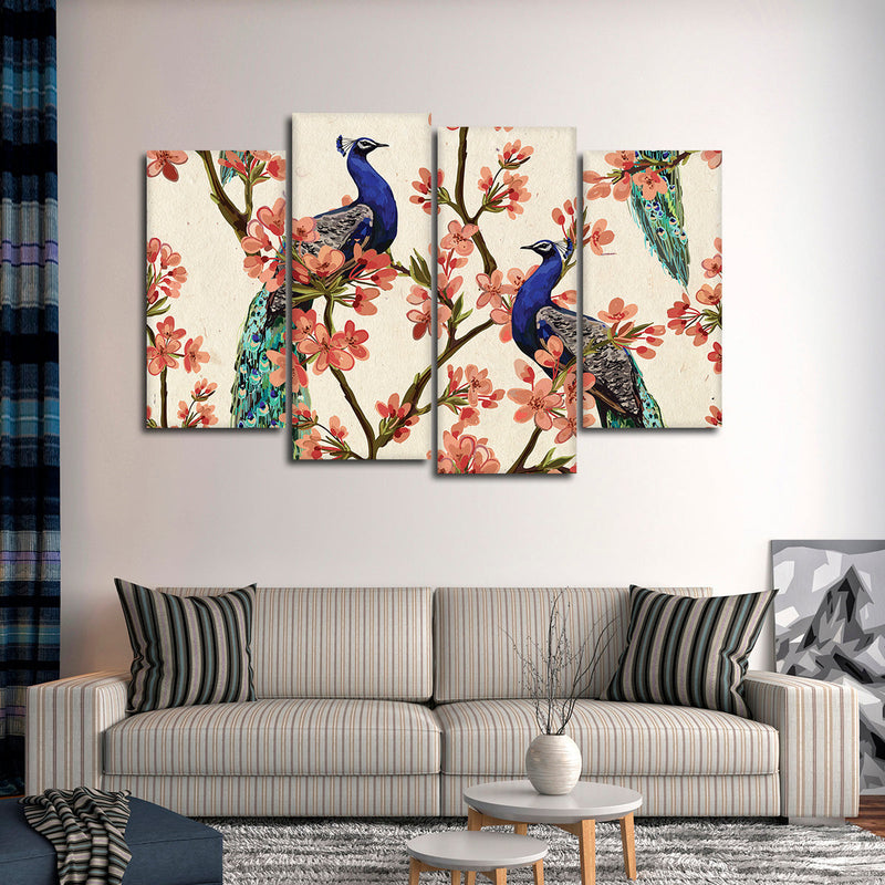 Royal Blue Peacocks Wall Art