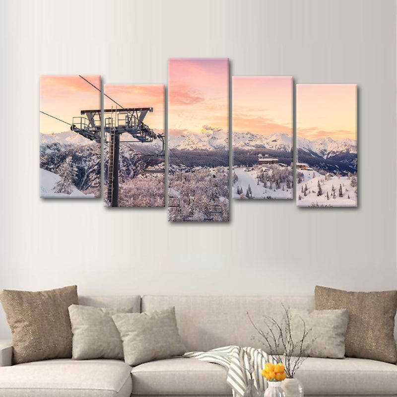 Skiing On Snowy Mountain Wall Art