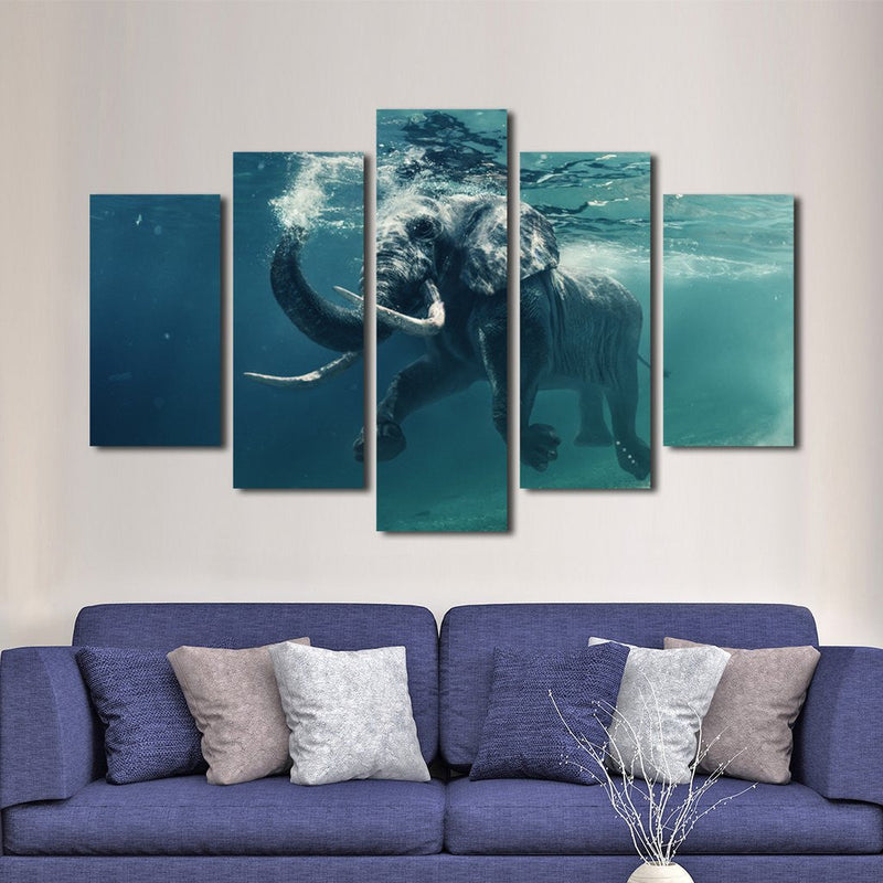Swimming Elephant Wall Art