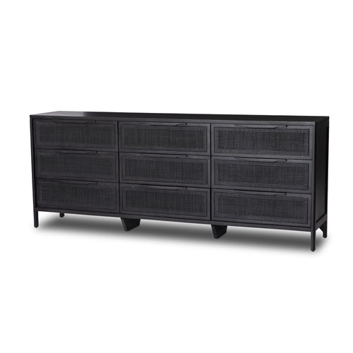 Sydney Black Cane 9 Drawer Dresser | ready to ship!