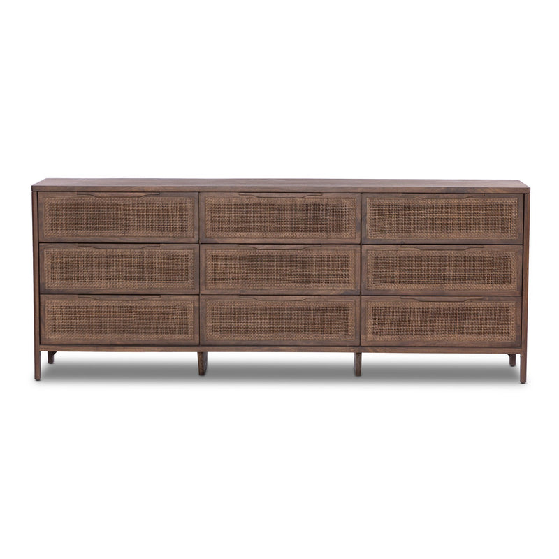 Sydney Brown Cane 9 Drawer Dresser | shipping 6/3/2025