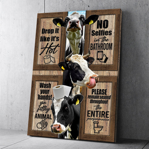 Cow Bathroom Rules Sign II