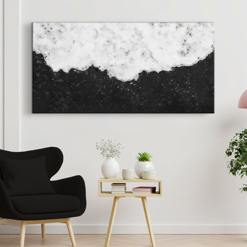 Black And White Textured Painting Canvas Wall Art