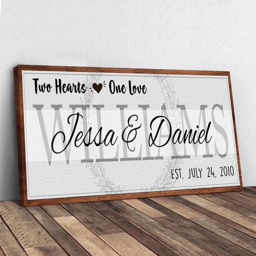 Two Hearts One Love Couple Sign