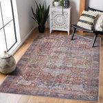 Rust Elki Vintage Medallion Washable Area Rug