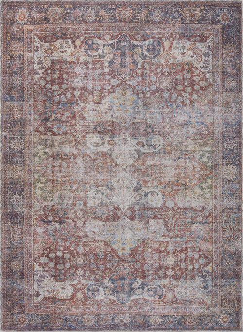 Rust Elki Vintage Medallion Washable Area Rug