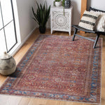 Rust Baki Tradional Washable Area Rug