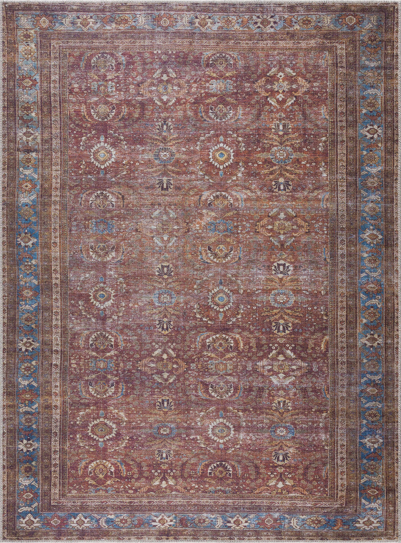 Rust Baki Tradional Washable Area Rug