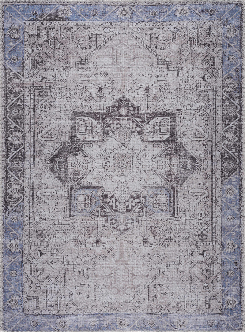 Rosman Blue&Beige Washable Area Rug