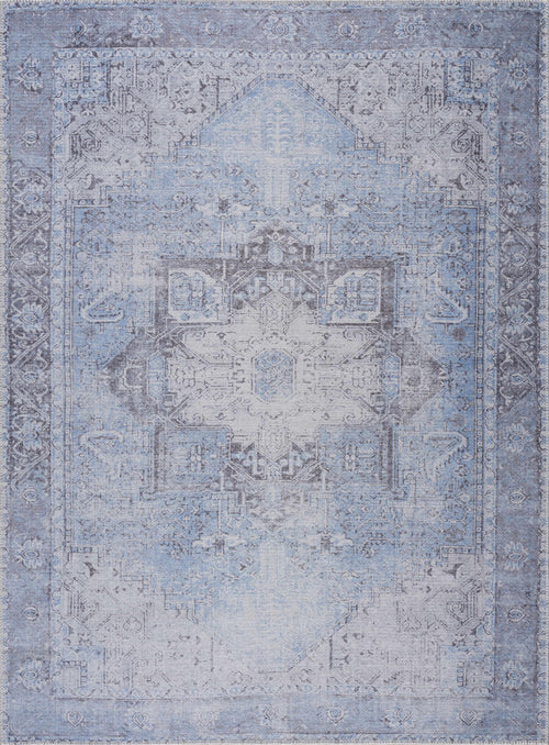 Aqua Rosman Washable Area Rug