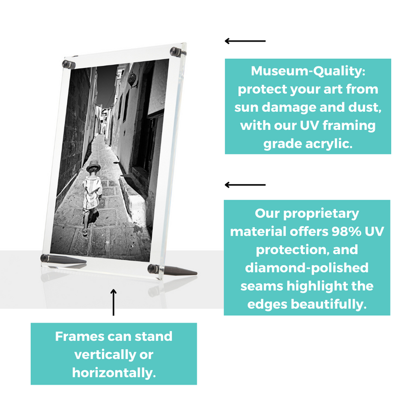 Acrylic Bevel Tabletop Float Frame for 5x7" Photos