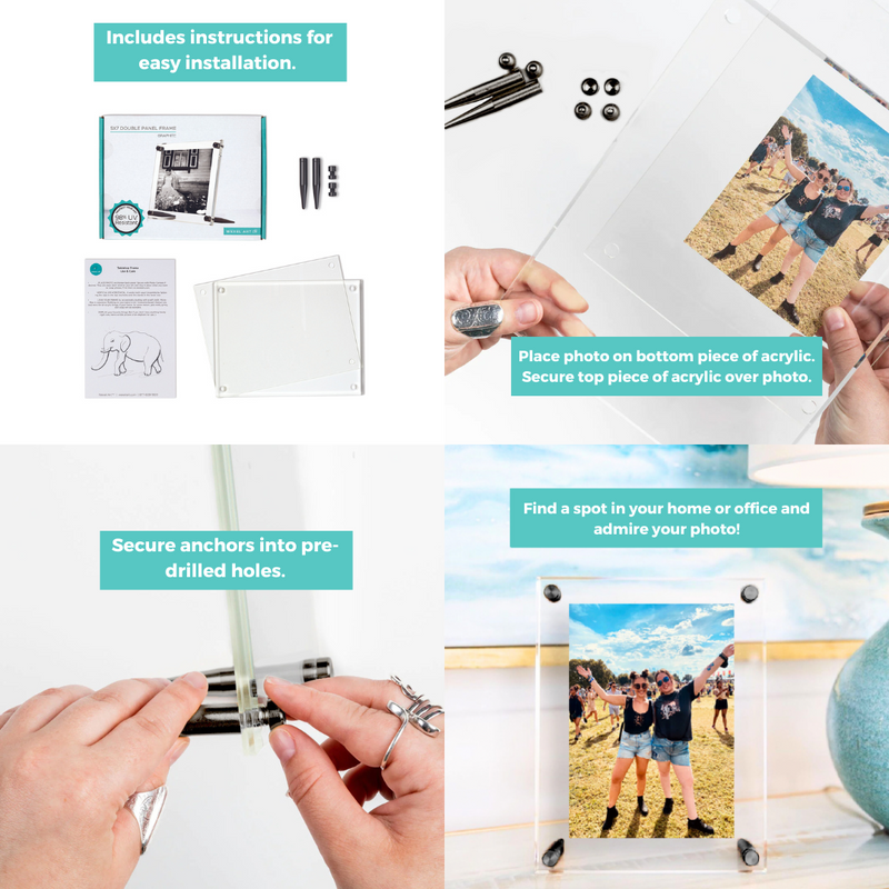 Acrylic Bevel Tabletop Float Frame for 5x7" Photos