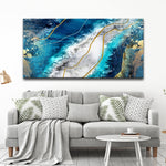 Turquoise Blue Abstract Painting Canvas Wall Art