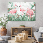 Forest Flamingo Painting Canvas Wall Art