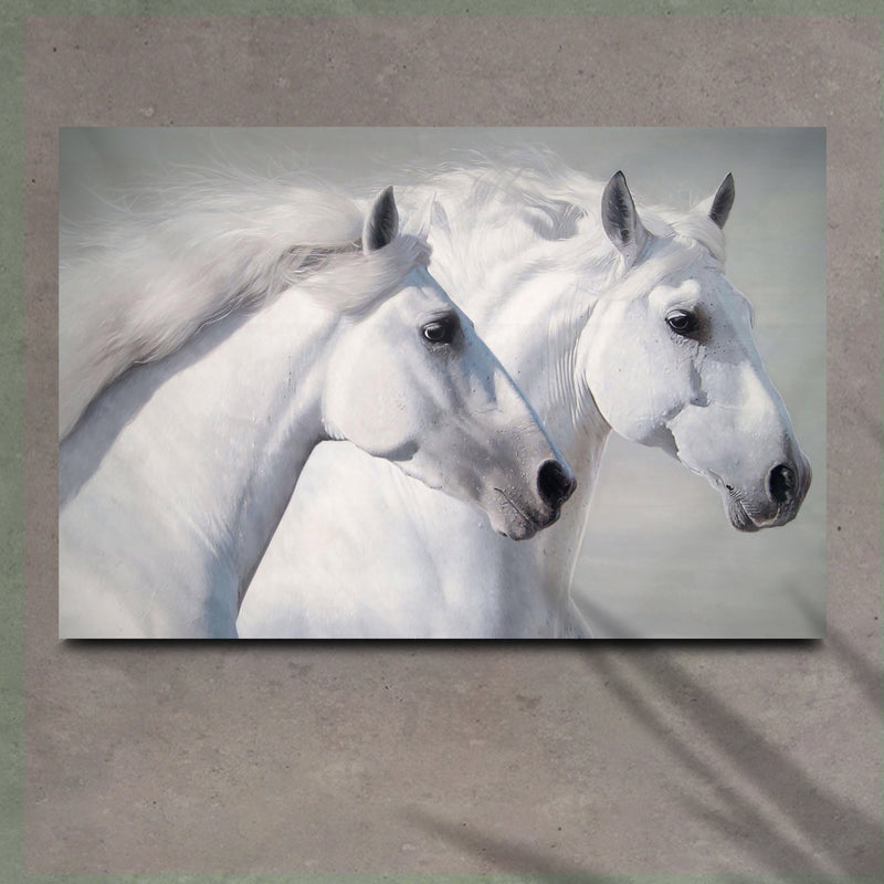 Galloping White Horses Canvas Wall Art