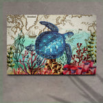 Traveling Sea Turtle Oil Paint Canvas Wall Art