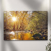Sunlit River Woods Canvas Wall Art